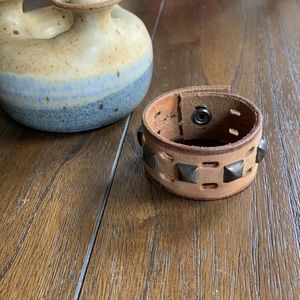 Original TroubleCuff Genuine Leather Upcycled Studded Cuff